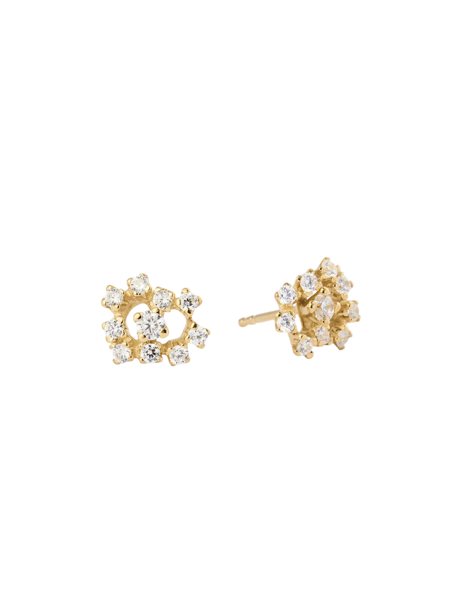 Frosty - earring in 18k yellow gold with 0,74ct diamond (2x0,10+18x0,03), 10 mm.